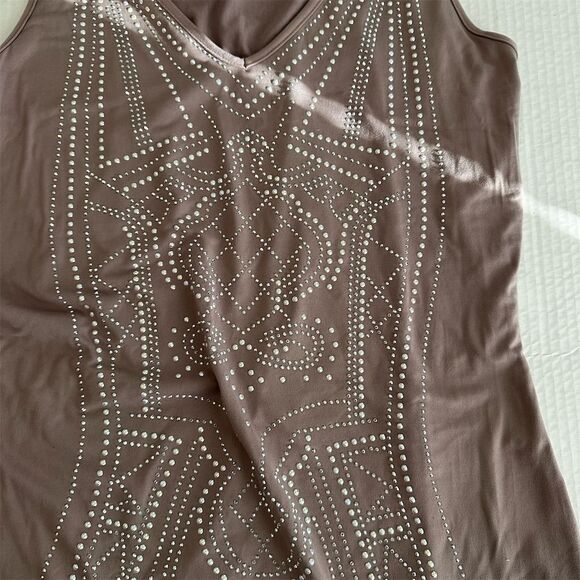 SAY WHAT? Women's L Mauve Sleeveless Embellished Knit Dress Mock Neck Casual - Picture 2 of 5